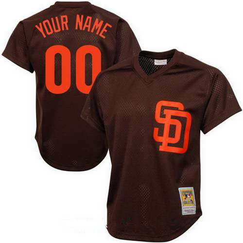 Mens Youth San Diego Padres Brown Mesh Batting Practice Throwback Majestic Cooperstown Collection Custom Baseball Jersey