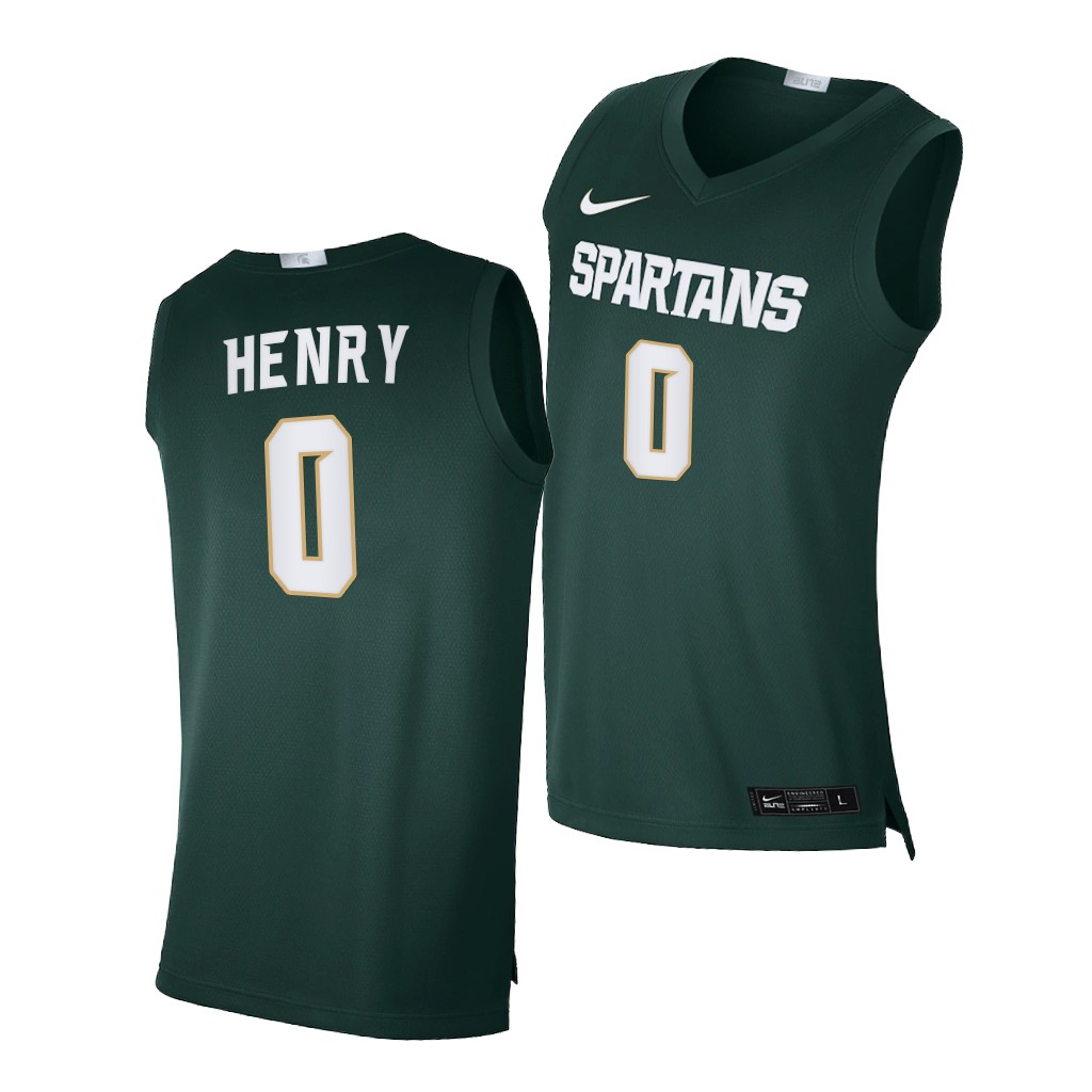 Men's Michigan State Spartans #0 Aaron Henry Nike 2020 Green Alumni Limited College Basketball Jersey