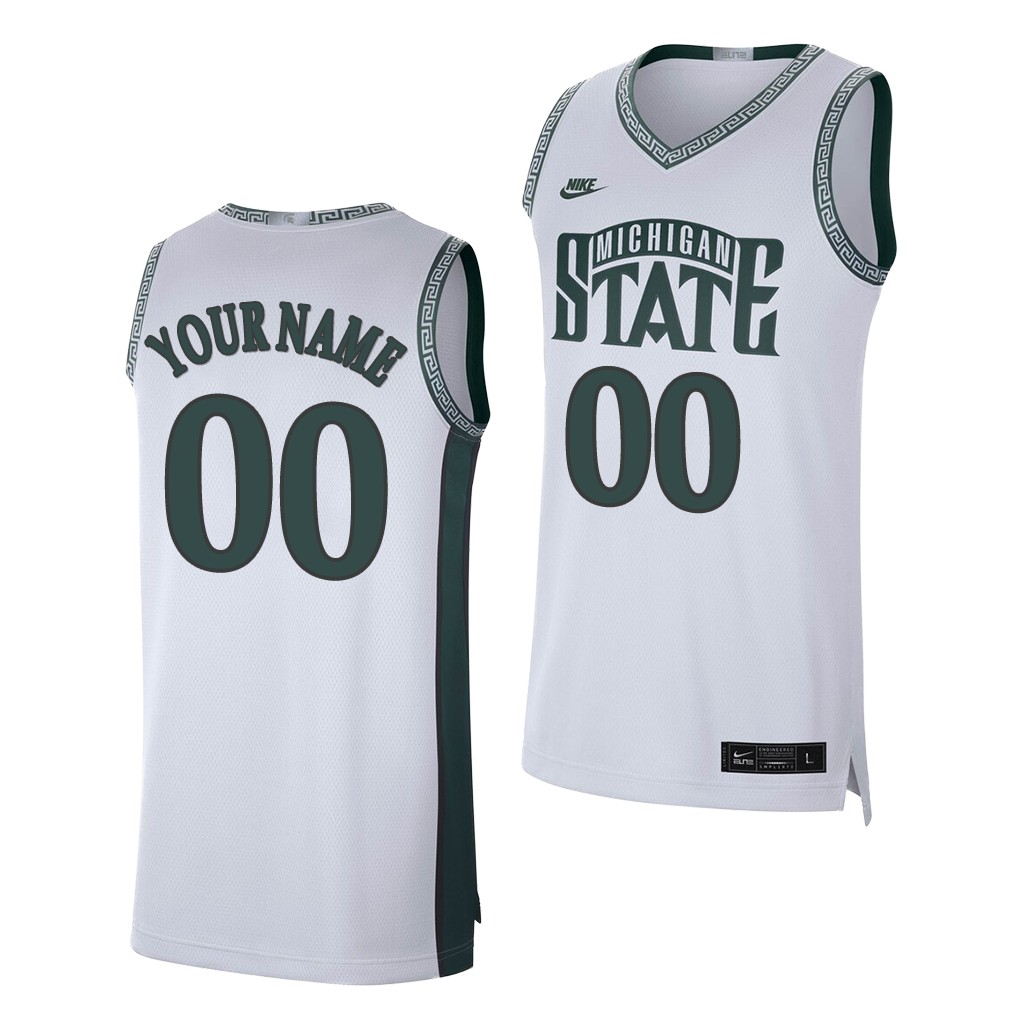 Michigan State Spartans Custom White Retro Limited College Basketball Jersey
