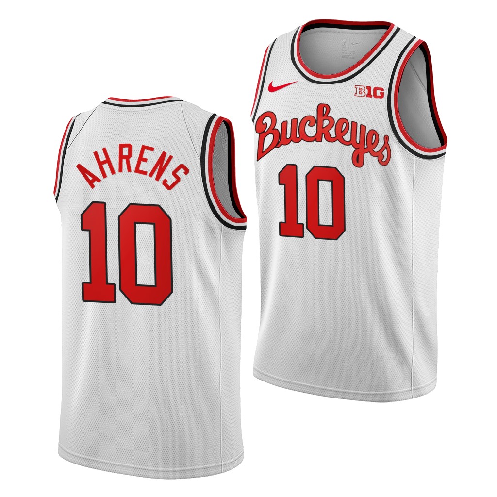 Mens Ohio State Buckeyes #10 Justin Ahrens Nike White Turning Back The Clocks 1980'S RETRO Basketball Jersey