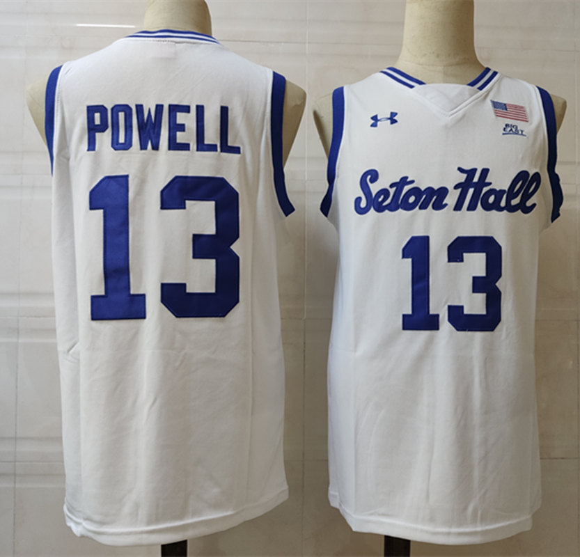 Mens Seton Hall Pirates #13 Myles Powell Under Armour White Baskeball Jersey