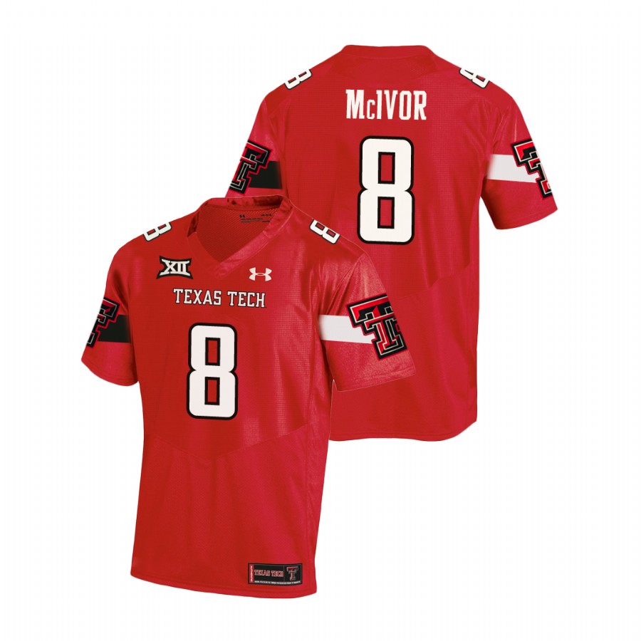 Men's Texas Tech Red Raiders #8 Maverick McIvor 2020 Red Under Armour College Football Jersey