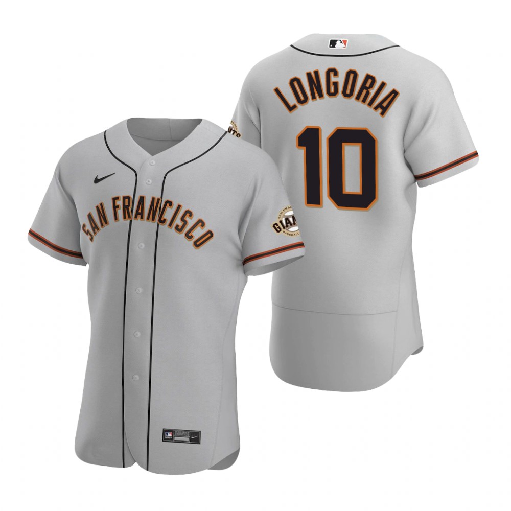 Men's San Francisco Giants #10 Evan Longoria Nike Grey Road Flexbase Jersey