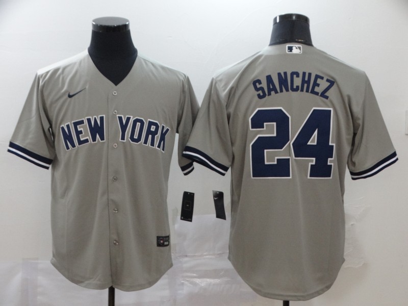 Youth New York Yankees #24 Gary Sanchez Nike Grey Road with Name CoolBase Jersey