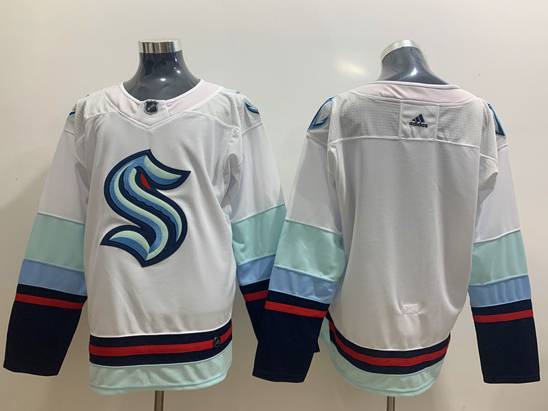Youth Seattle Kraken Blank Away White Adidas Team Jersey