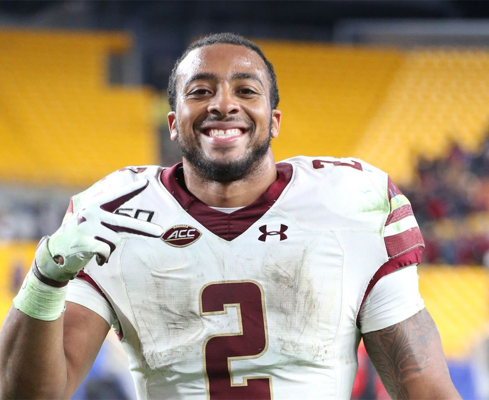 Men's Boston College Eagles #2 AJ Dillon Under Armour White Football Jersey