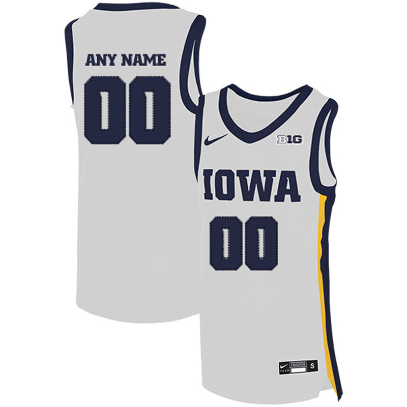 Iowa Hawkeyes Custom Nike White Home College Basketball Game Jersey