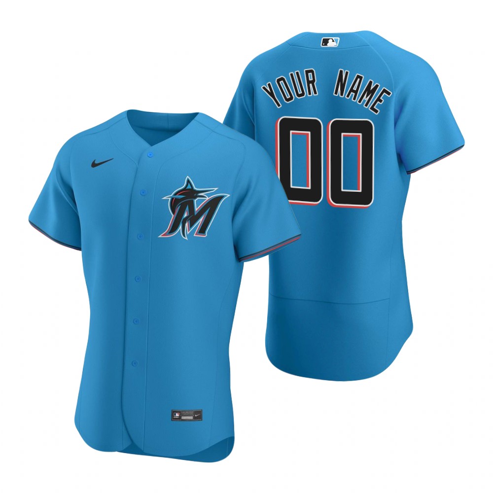 Men's Miami Marlins Custom Nike 2022 Blue Alternate Flex Base Jersey