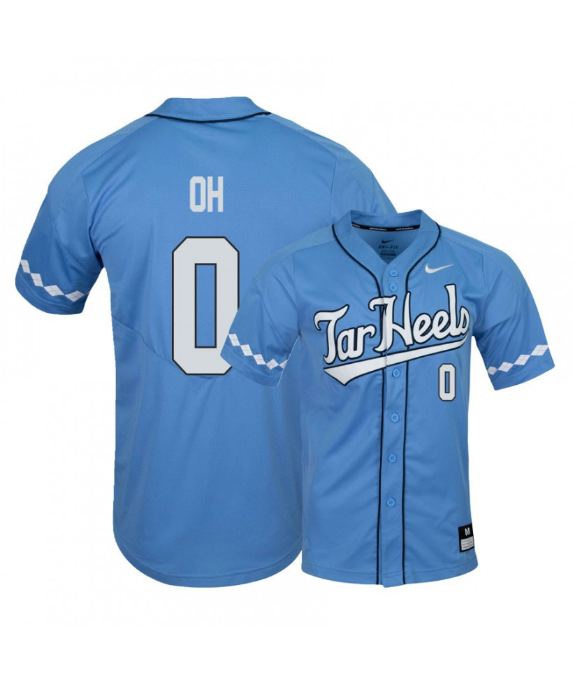 Men's North Carolina Tar Heels #0 Michael Oh Nike Blue 2020 Tar Heels Baseball Jersey