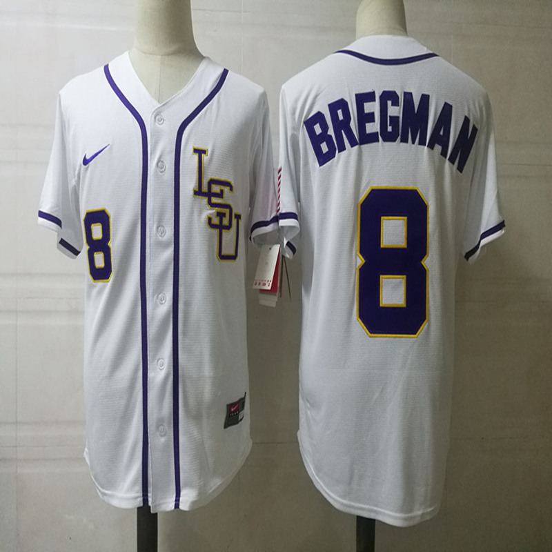 Men's LSU Tigers #8 Alex Bregman Nike White LSU College Game Baseball Jersey Men's LSU Tigers #8 Alex Bregman Nike White LSU College Game Baseball Jersey