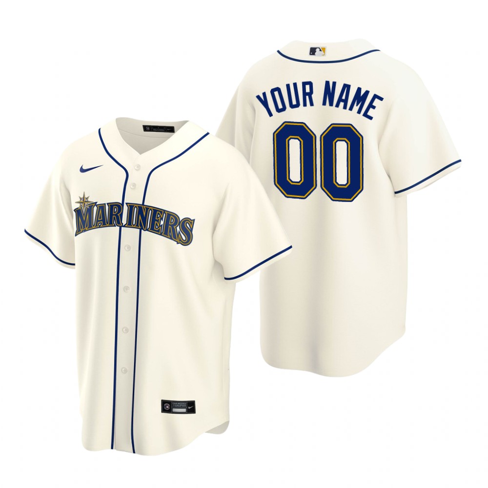 Seattle Mariners Custom Nike Cream Alternate Limited Jersey