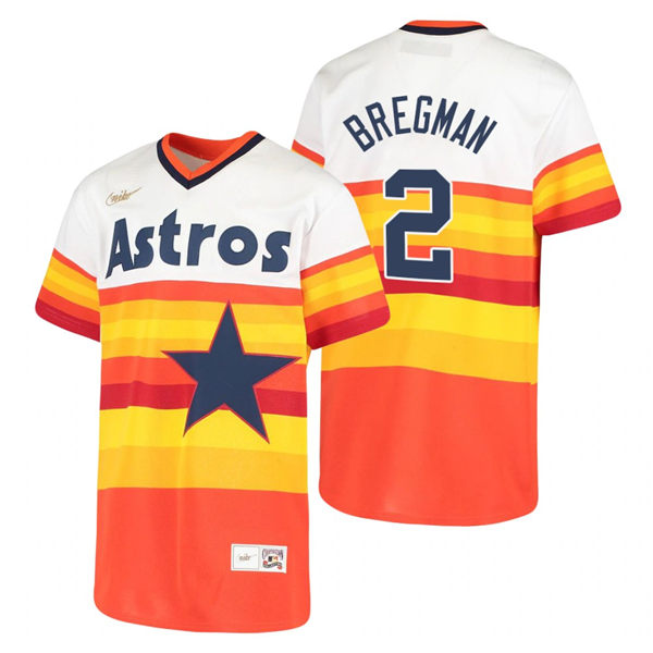 Womens Houston Astros #2 Alex Bregman Nike White Orange Cooperstown Collection Jersey