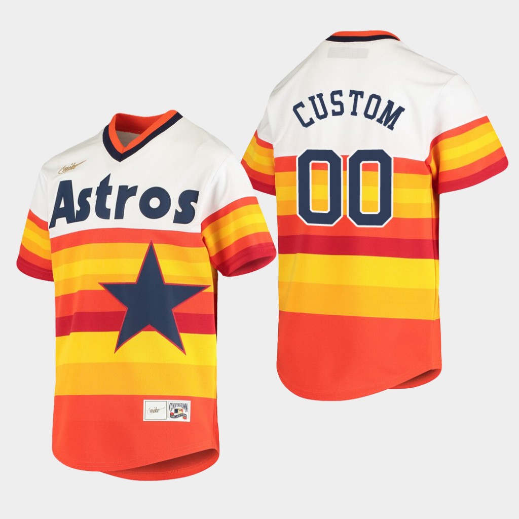 Houston Astros Custom Nike White Orange Cooperstown Collection Jersey
