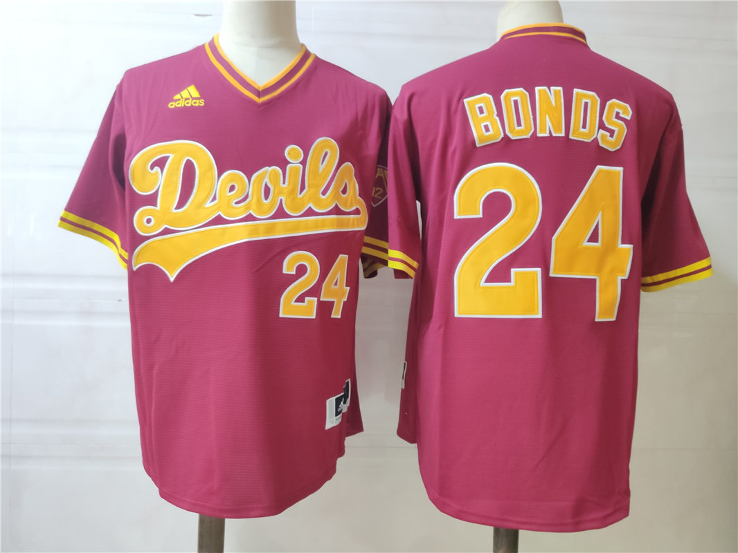Men's Arizona State Sun Devils #24 Barry Bonds Adidas Maroon Devils Pullover Baseball Jersey Men's Arizona State Sun Devils #24 Barry Bonds Adidas Maroon Devils Pullover Baseball Jersey