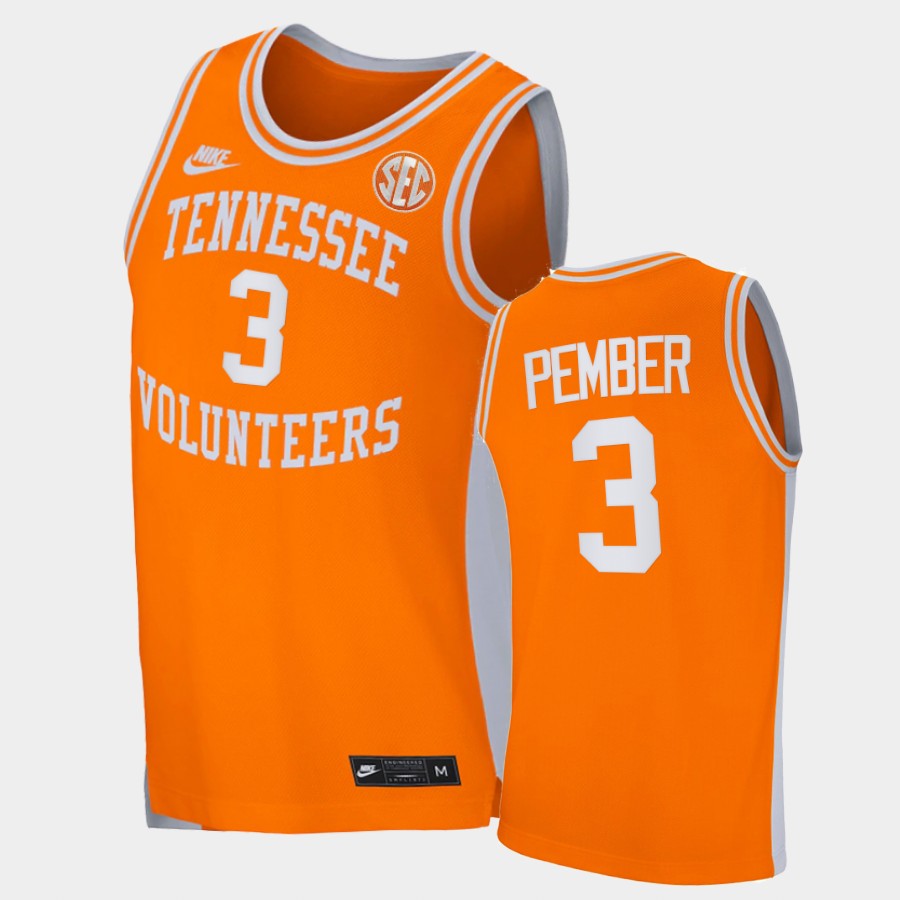 Men's Tennessee Volunteers #3 Drew Pember Nike 2020 Orange Retro College Basketball Jersey

