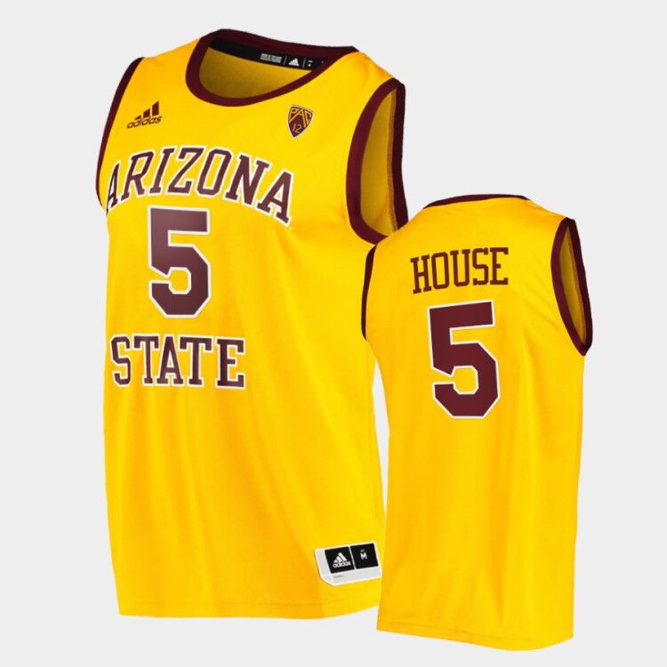 Men Arizona State Sun Devils #5 Eddie House Adidas Yellow Retro College Basketball Player Jersey