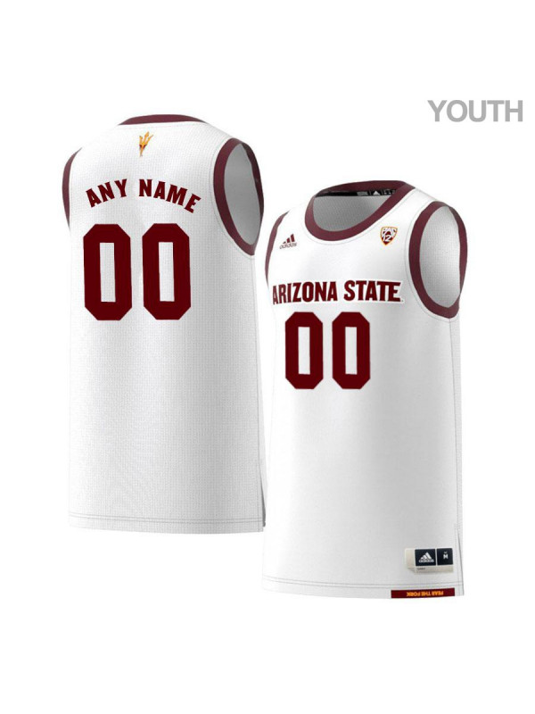 Youth Arizona State Sun Devils Custom Adidas 2018 White Alumni College Basketball Jersey