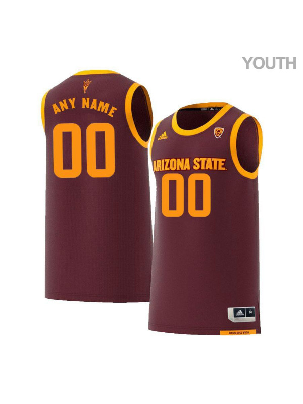 Youth Arizona State Sun Devils Custom Adidas 2018 Maroon Alumni College Basketball Jersey