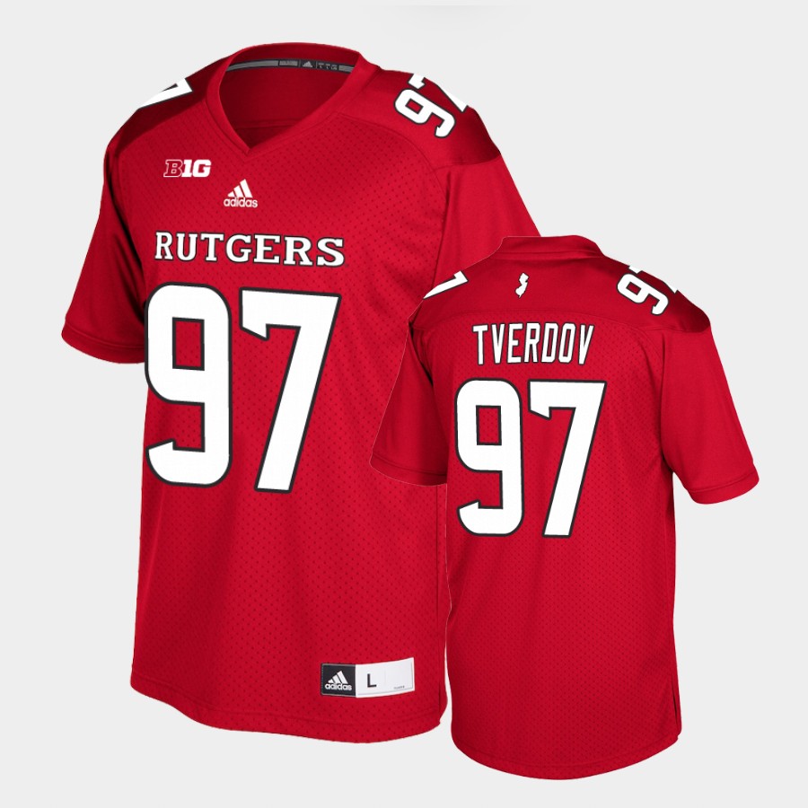 Men's Youth Rutgers Scarlet Knights #97 Mike Tverdov Scarlet Adidas College Football Jersey