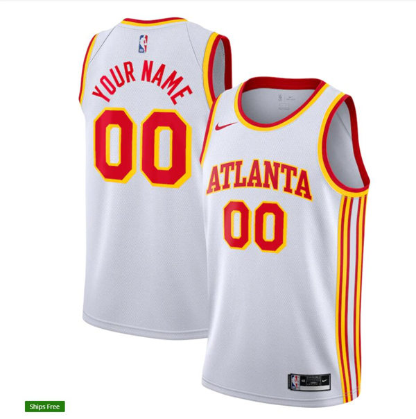 Atlanta Hawks Custom Nike White Association Edition Swingman Jersey