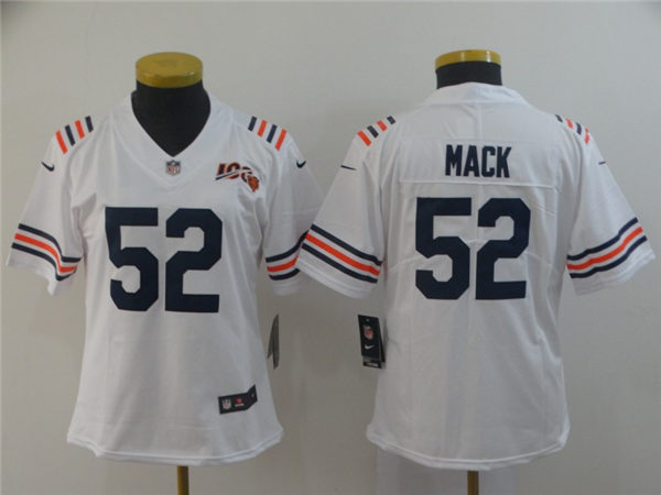 Women's Chicago Bears #52 Khalil Mack Nike White 100th Season Classic Jersey