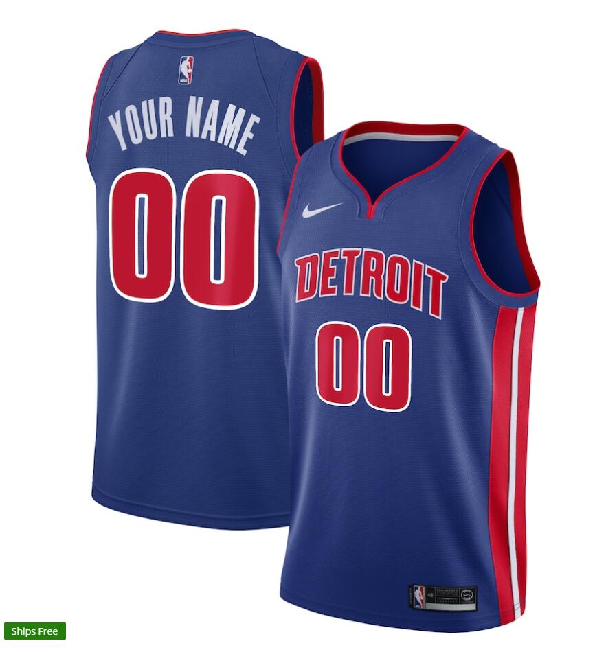 Detroit Pistons Custom Nike Blue Icon Edition Swingman Jersey