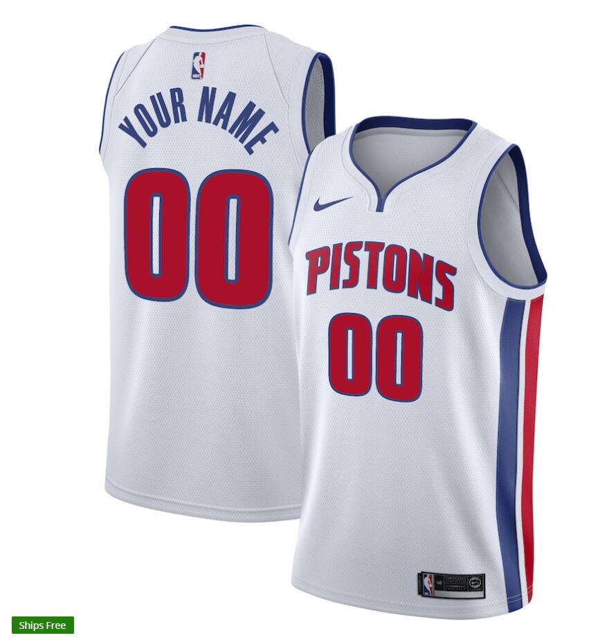 Detroit Pistons Custom Nike White Association Edition Swingman Jersey