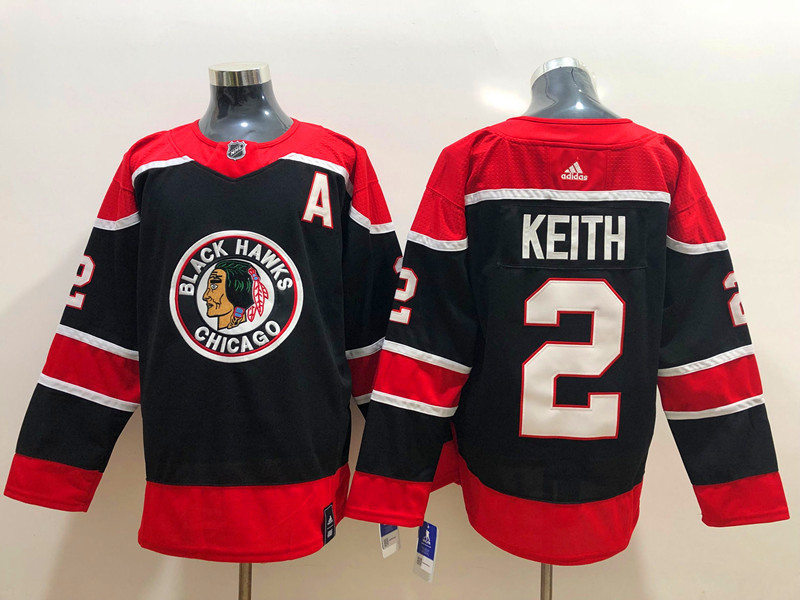 Womens Chicago Blackhawks #2 Duncan Keith Stitched Adidas Black 2021 Retro Jersey