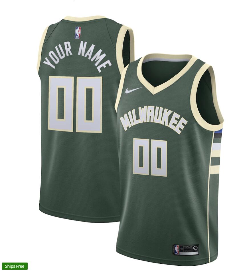 Milwaukee Bucks Custom Hunter Green Nike Icon Edition Jersey