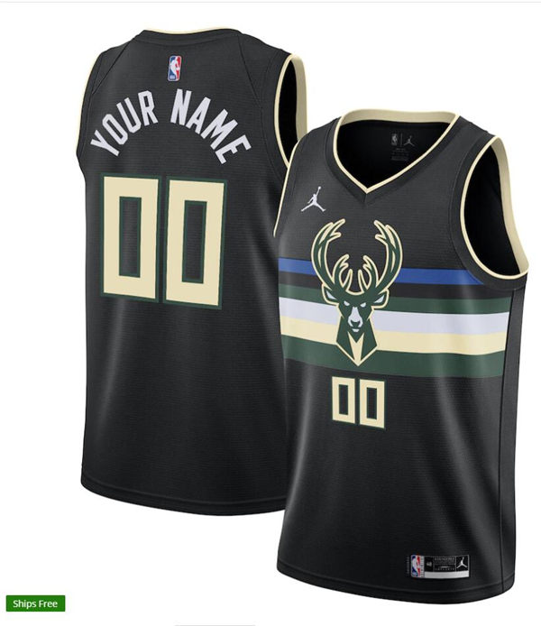 Milwaukee Bucks Custom Black Statement Edition Swingman Jersey