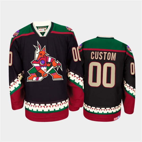 Mens Arizona Coyotes Custom Black CCM Vintage Throwback Jersey