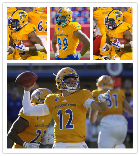 San Jose State Spartans Custom Adidas Gold College Football Game Jersey