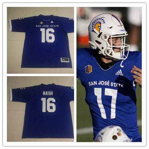 San Jose State Spartans Custom Adidas Roayl College Football Game Jersey