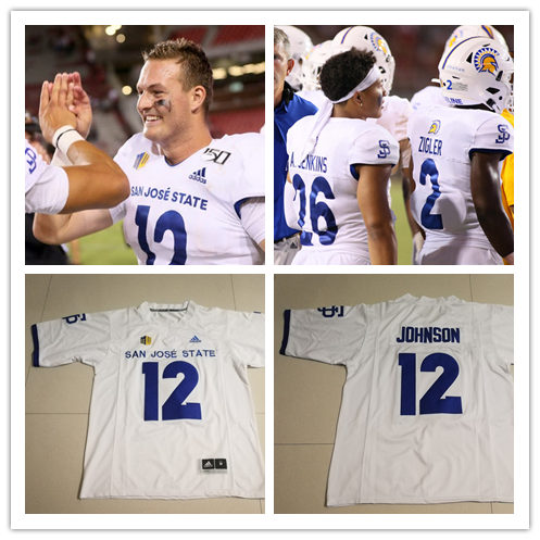 San Jose State Spartans Custom Adidas White College Football Game Jersey