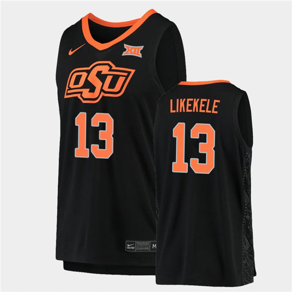 Men's Oklahoma State Cowboys #13 Isaac Likekele Nike Black College Basketball Game Jersey