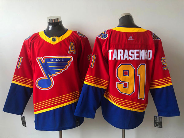 Womens St. Louis Blues #91 Vladimir Tarasenko Adidas 2021 Red Blue Reverse Retro Jersey