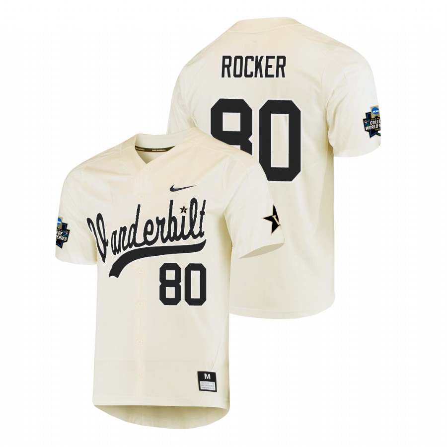 Men's Vanderbilt Commodores #80 Kumar Rocker Nike Cream College Baseball Jersey Men's Vanderbilt Commodores #80 Kumar Rocker Nike Cream College Baseball Jersey