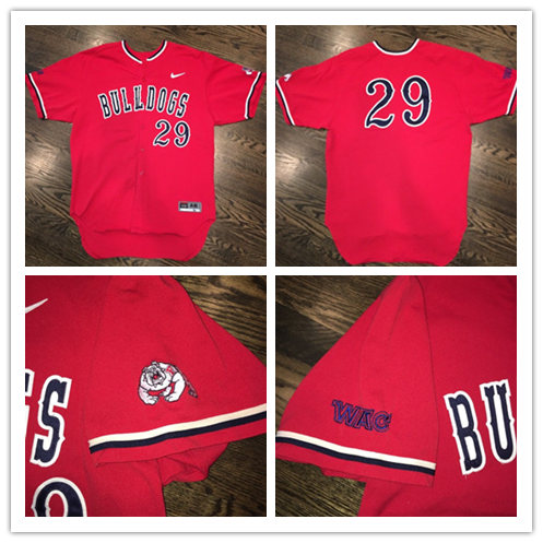 Men's Fresno State Bulldogs #29 Aaron Judge Nike 2013 Red College Game Baseball Jersey