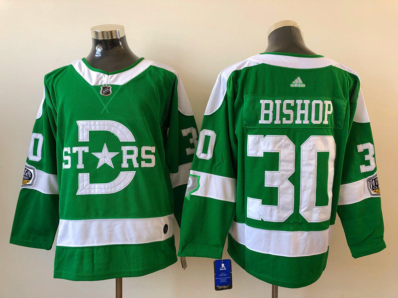 Youth  Dallas Stars #30 Ben Bishop Adidas Green 2019-20 Winter Classic Jersey