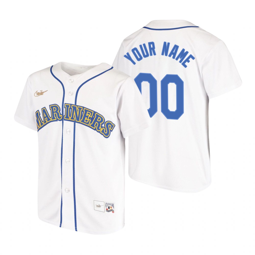 Seattle Mariners Custom Nike White Cooperstown Collection Jersey