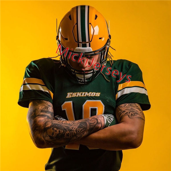 Men's Youth CFL Edmonton Elks Custom 2019 New Era Home Green Football Jersey
