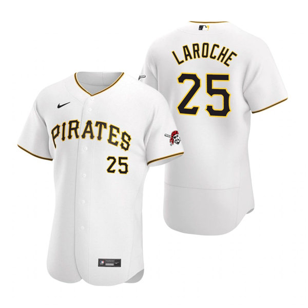 Mens Pittsburgh Pirates Retired Player #25 Adam LaRoche Nike White Home FlexBase Jersey