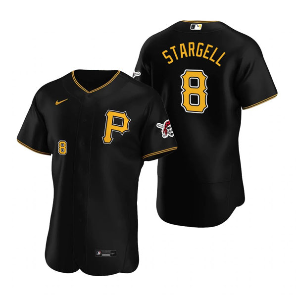 Mens Pittsburgh Pirates Retired Player #8 Willie Stargell Nike Black Alternate Team Logo P FlexBase Jersey