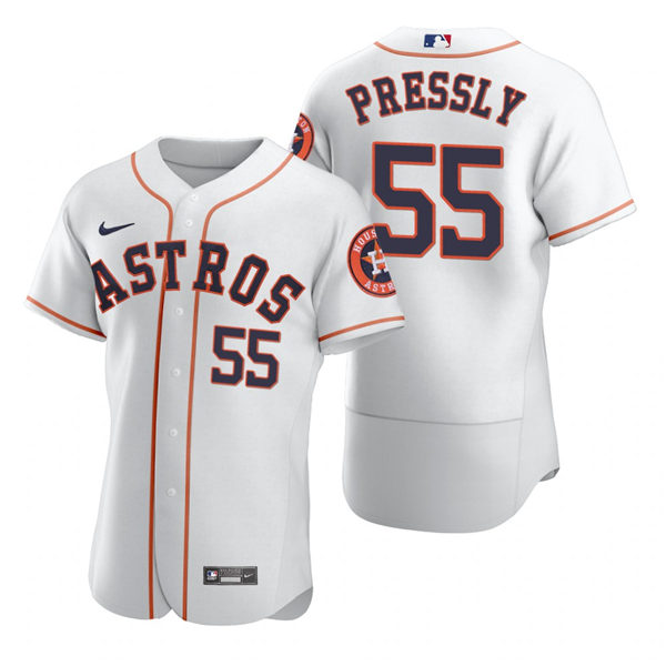 Mens Houston Astros #55 Ryan Pressly Nike White Home Flexbase Jersey