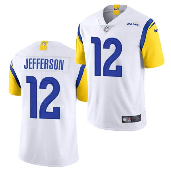Mens Los Angeles Rams #12 Van Jefferson 2021 Nike White Modern Throwback Vapor Limited Jersey
