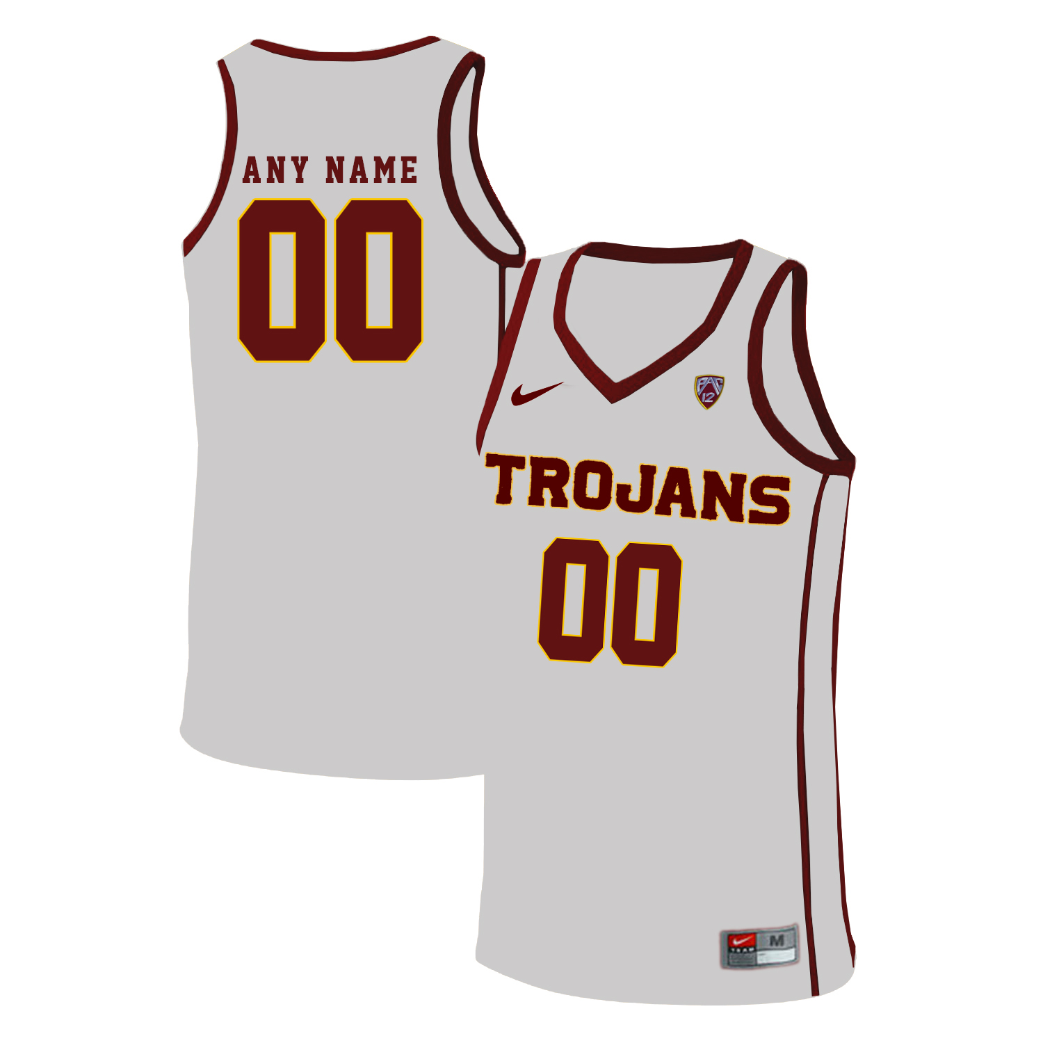  USC Trojans Custom Nike PAC12 White Basketball Jersey