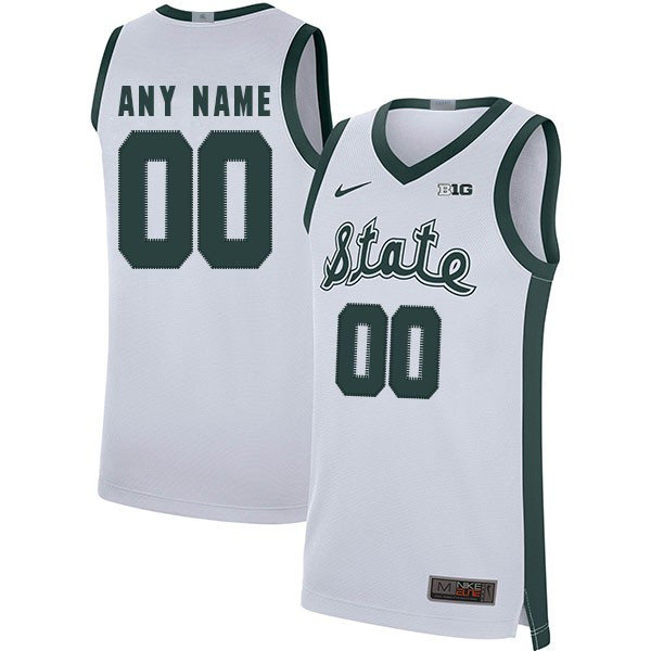 Michigan State Spartans Custom 2018 White State Nike Basketball Jersey