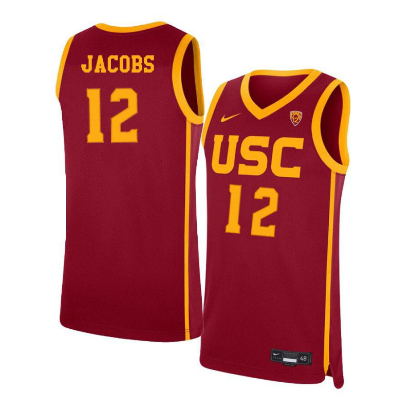 Mens USC Trojans #12 Julian Jacobs Nike Cardinal College Basketball Jersey