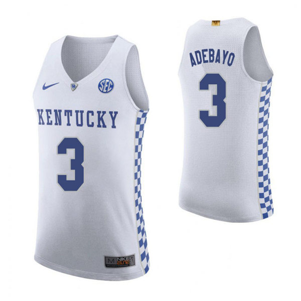 Mens Kentucky Wildcats #3 Bam Adebayo Nike White College Basketball Game Jersey Mens Kentucky Wildcats #3 Bam Adebayo Nike White College Basketball Game Jersey
