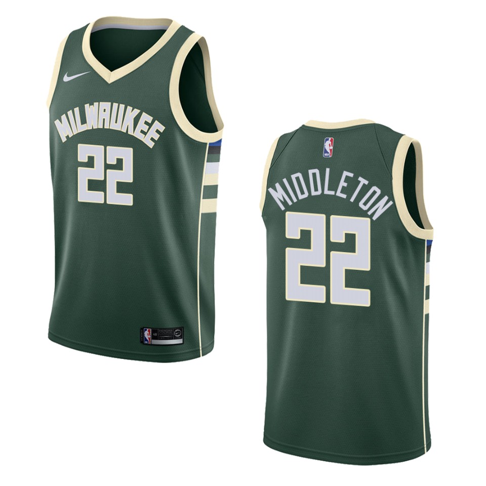 Youth Milwaukee Bucks #22 Khris Middleton Hunter Green Nike Icon Edition Jersey